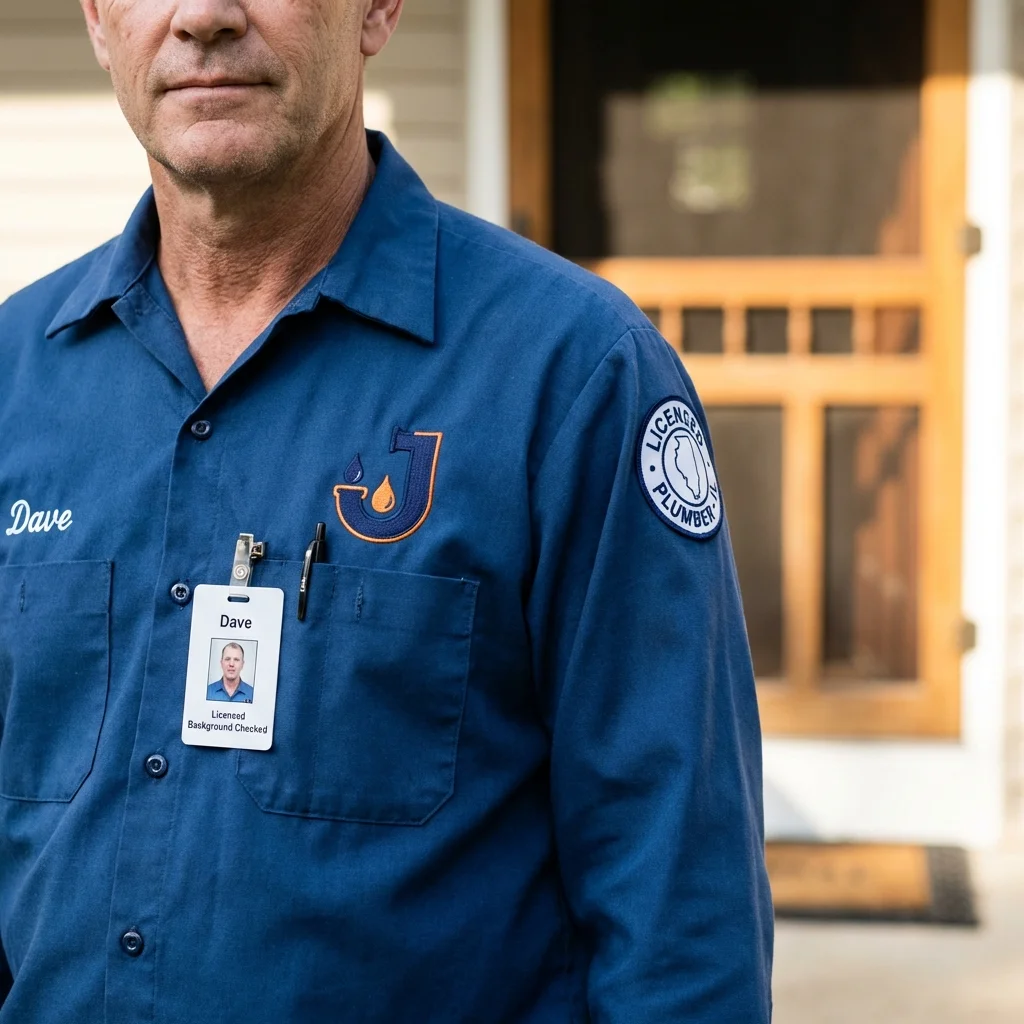 Licensed plumber showing ID badge in Greybull, WY