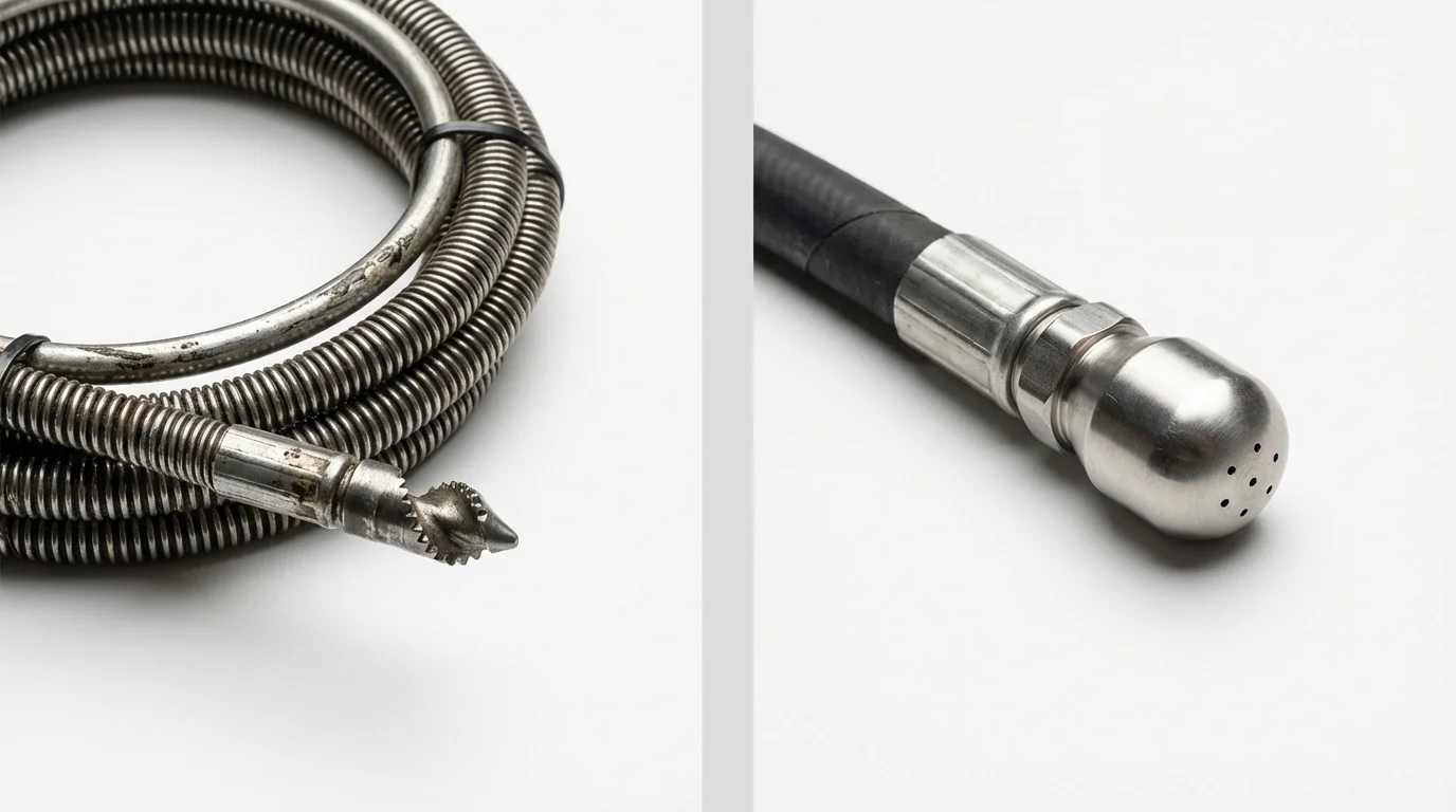 Drain snake cable and hydro jetting nozzle used for drain cleaning in Greybull, WY