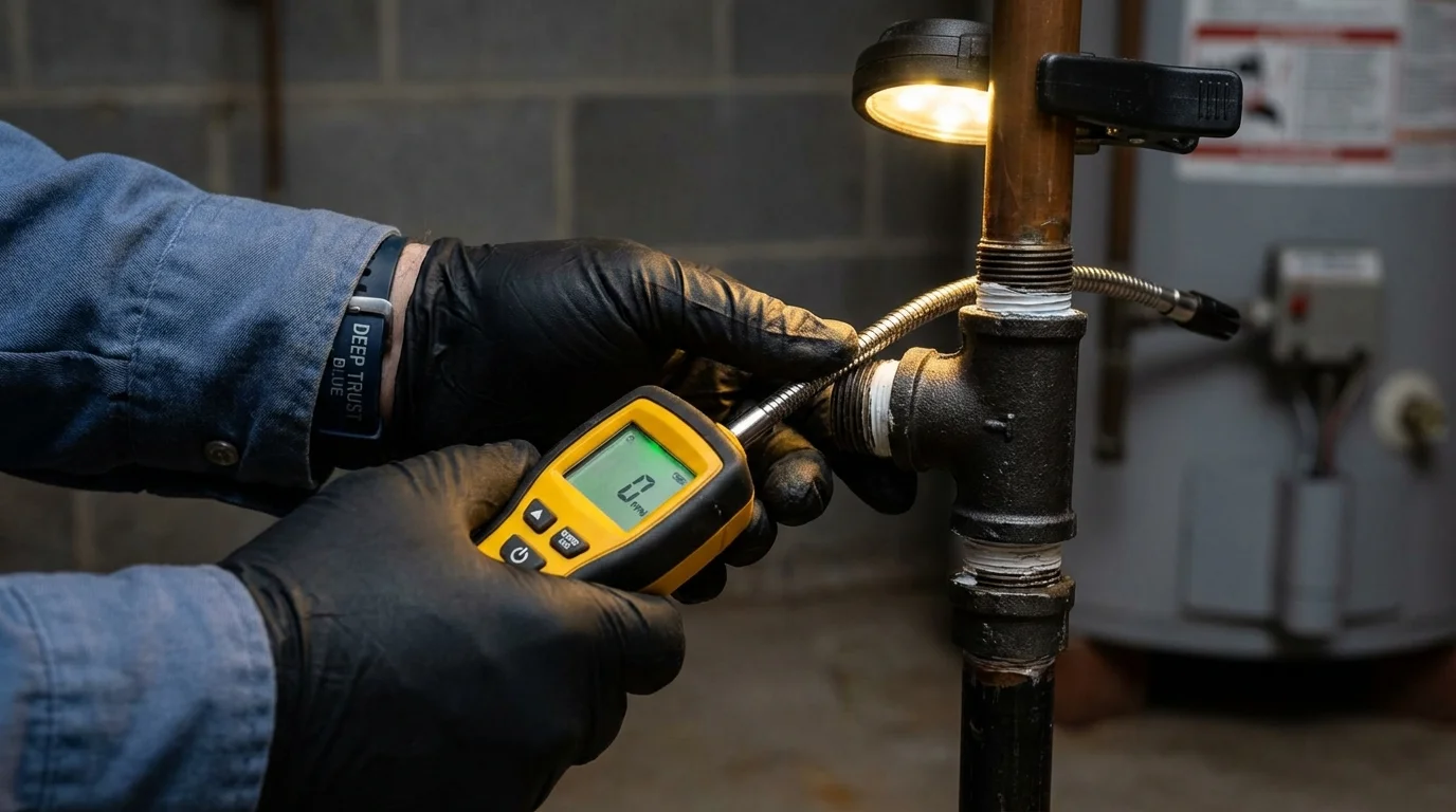 Gas leak detection with electronic sniffer by Johns Plumbing LLC in Greybull